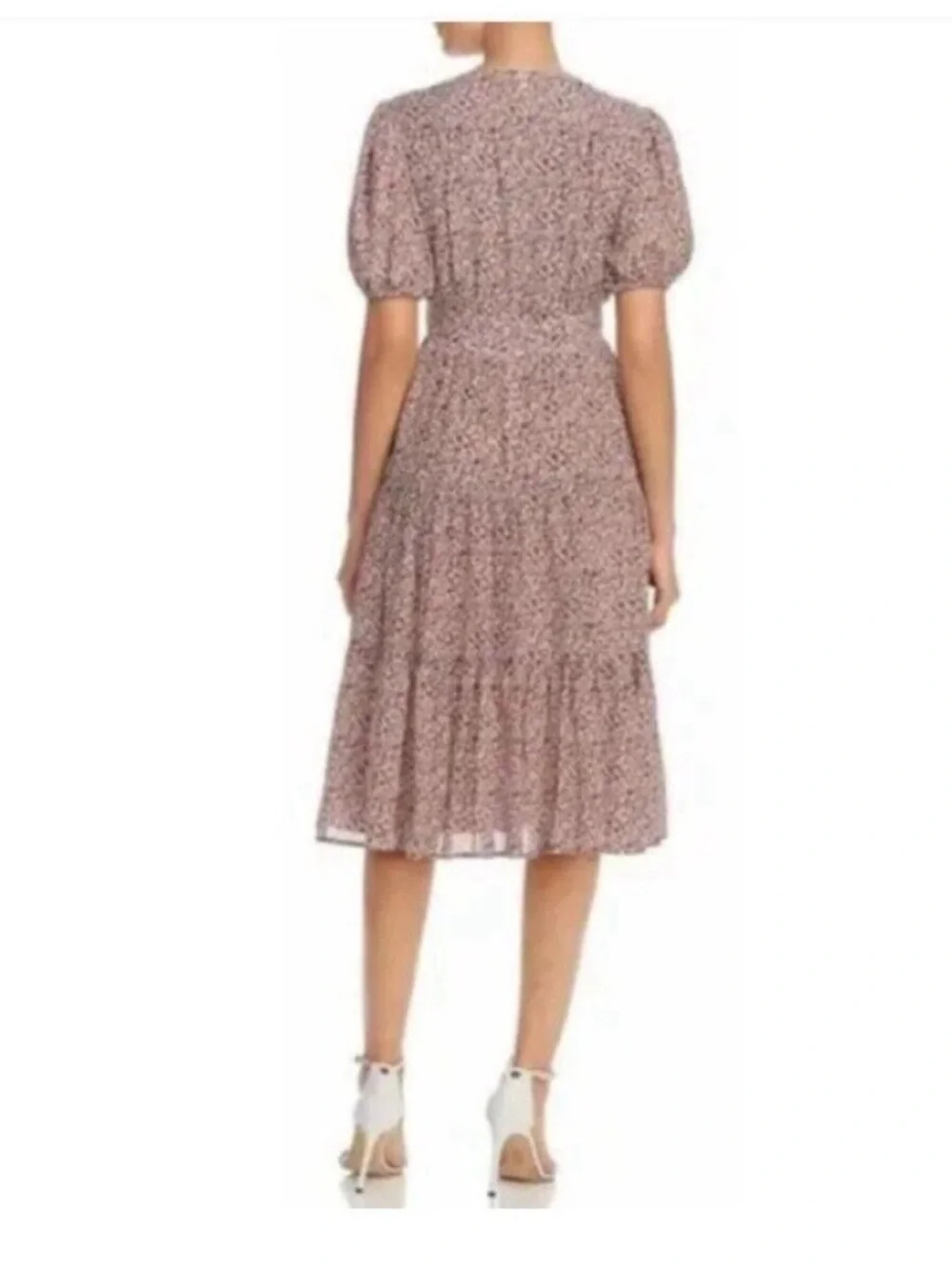 Tory Burch Floral Silk Cotton Midi Dress Pockets Puff Sleeve Lined Size 6